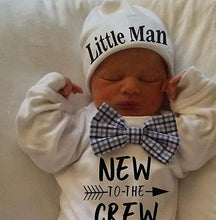 Cargar imagen en el visor de la galería, Newborn Baby Boys Cotton Autumn Long Sleeve Romper and Hat - TATOOP
