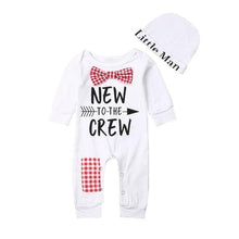 Cargar imagen en el visor de la galería, Newborn Baby Boys Cotton Autumn Long Sleeve Romper and Hat - TATOOP
