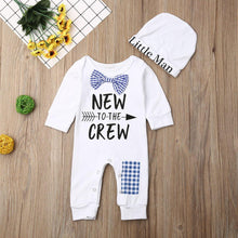 Cargar imagen en el visor de la galería, Newborn Baby Boys Cotton Autumn Long Sleeve Romper and Hat - TATOOP
